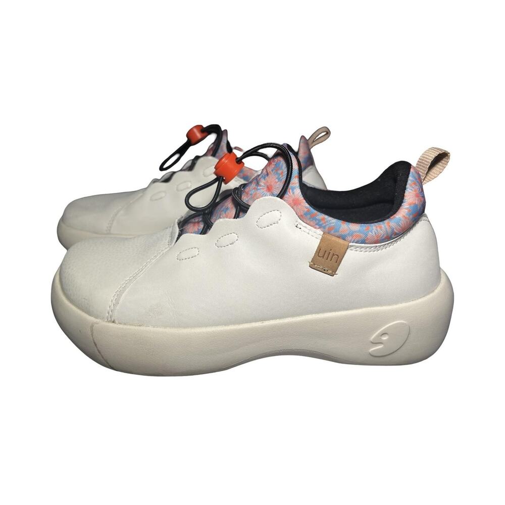 UIN Shoes Womens Size 7 White Floral Toggle Lace Slip On Walking Comfort EU‎ 38